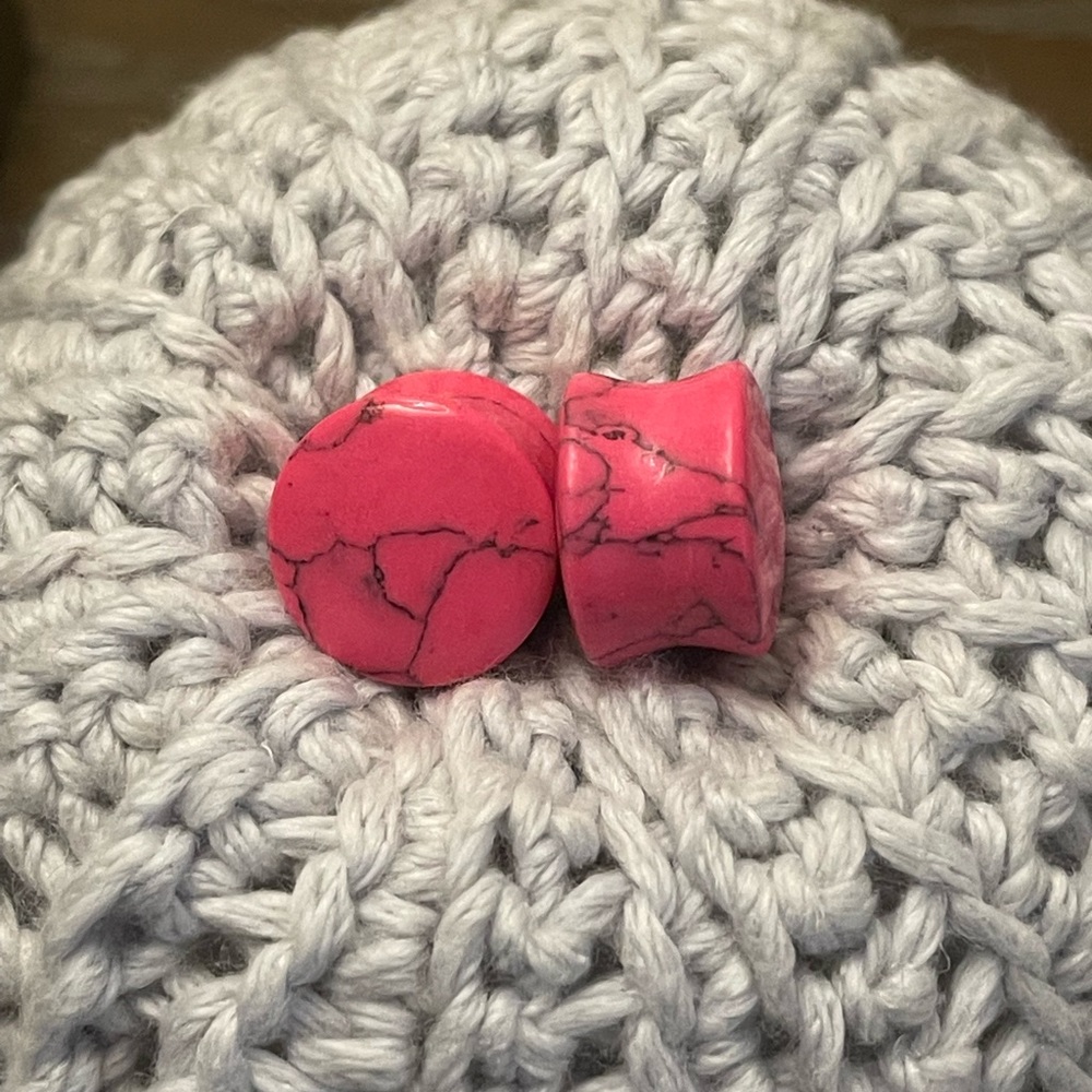 Pink Marbled Gauges - Picture 2 of 2